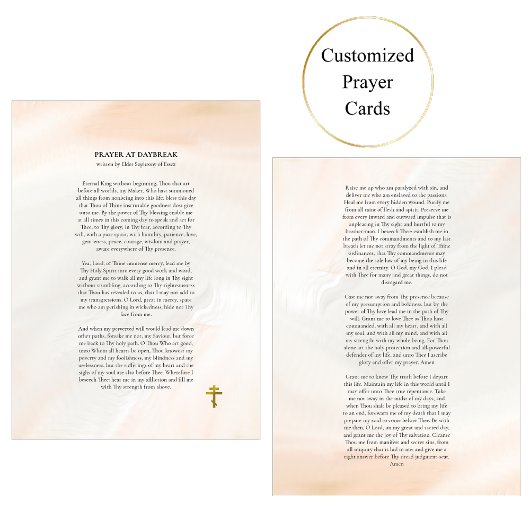 Placement Prière à l'aube Carte de prière Sophrony Aîné