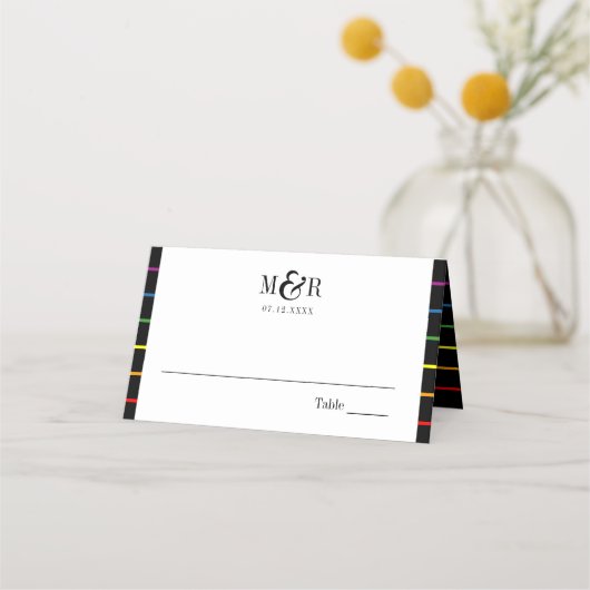 Placement Rainbow Pinstripe Pride Mariage Bordure+ Carte de (Devant)