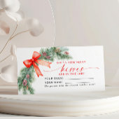 Placement Red Bow Noël Combien de baisers Douche Carte de je