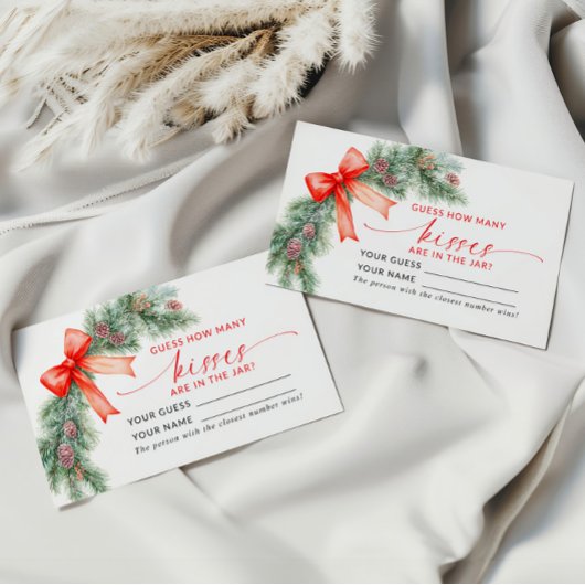 Placement Red Bow Noël Combien de baisers Douche Carte de je