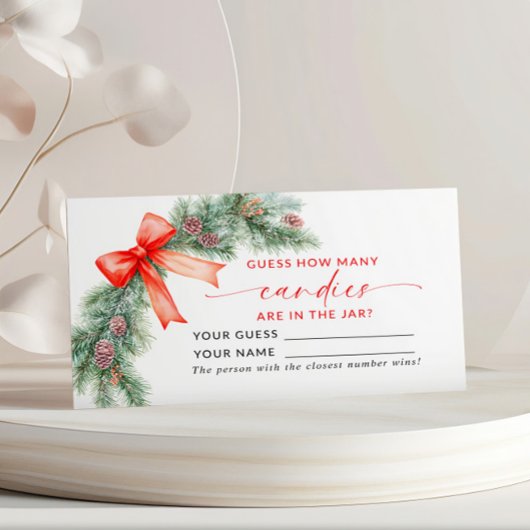 Placement Red Bow Noël Combien de bonbons Carte de jeu