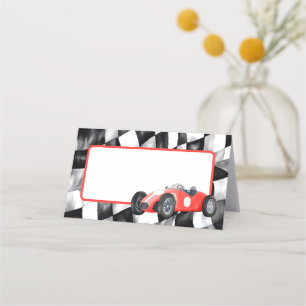 Placement Red Race Car Anniversaire de fête Carte Place