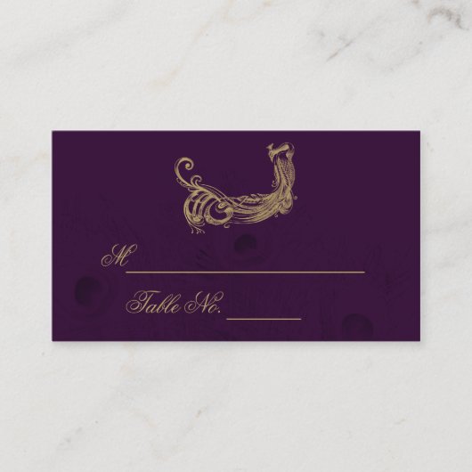 Placement Regard de paon en Mariage violet carte de place (Devant)