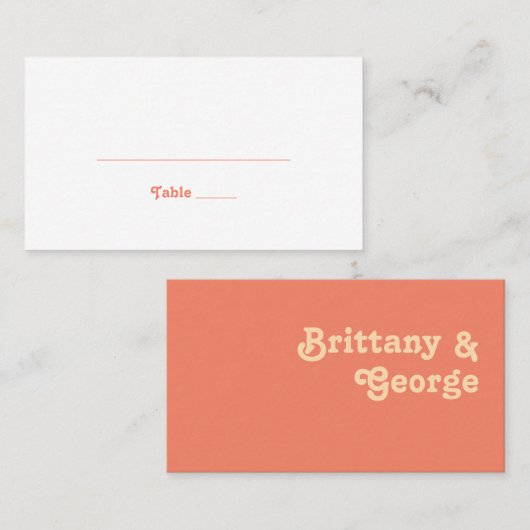 Placement Rétro moderne | Carte Mariage plat de corail (Devant / Derrière)