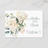 Placement Rose blanche mariage, carte de place hydrangea (Dos)