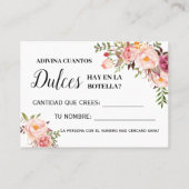 Placement Rose Combien de bonbons jeu bilingue carte de douc (Dos)