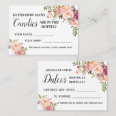 Placement Rose Combien de bonbons jeu bilingue carte de douc (Devant / Derrière)