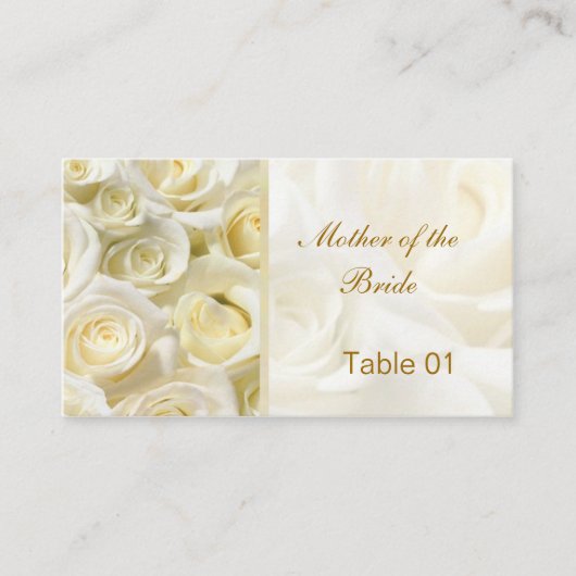 Placement Rose crème blanche Table Place Carte de visite de  (Devant)