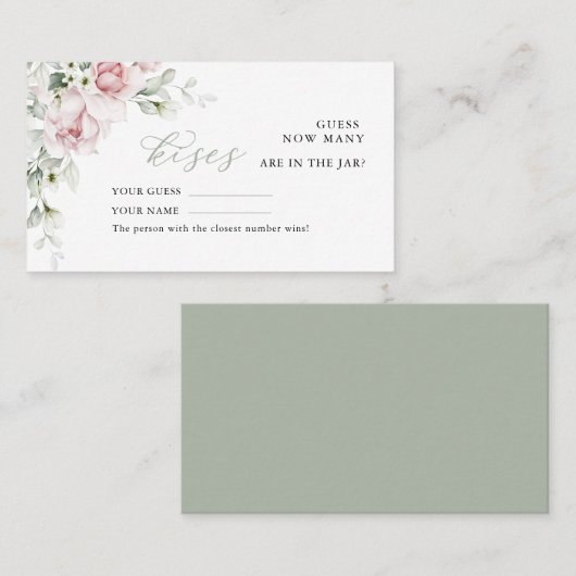Placement Roses floraux | Combien de baisers Mariage Carte d (Devant / Derrière)
