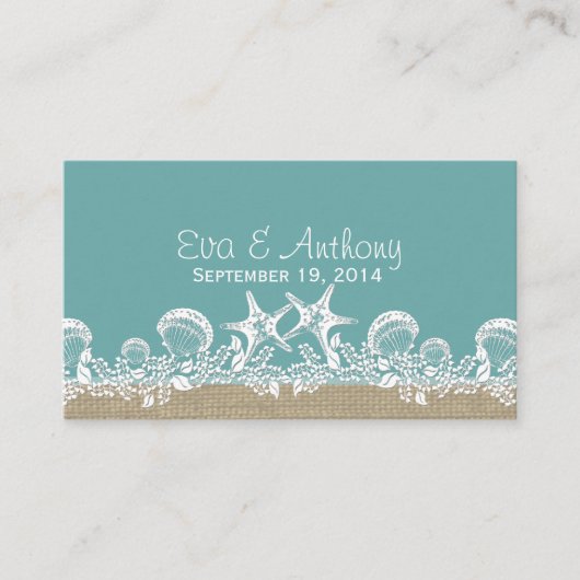 Placement Sea Garland Beach Mariage Carte de lieu (Devant)