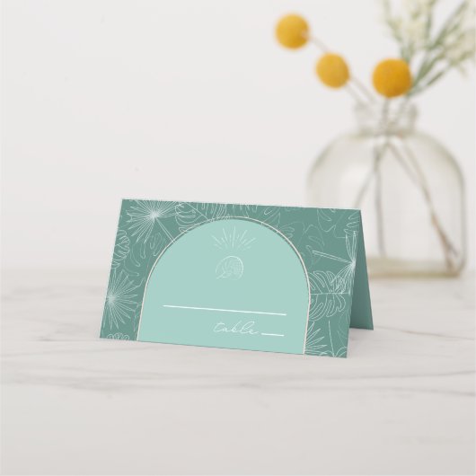 Placement Sea Snail Aqua Beach Wedding Carte du lieu de mari (Devant)