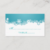 Placement Snowflake turquoise carte de lieu de mariage d'hiv (Dos)