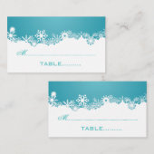 Placement Snowflake turquoise carte de lieu de mariage d'hiv (Devant / Derrière)