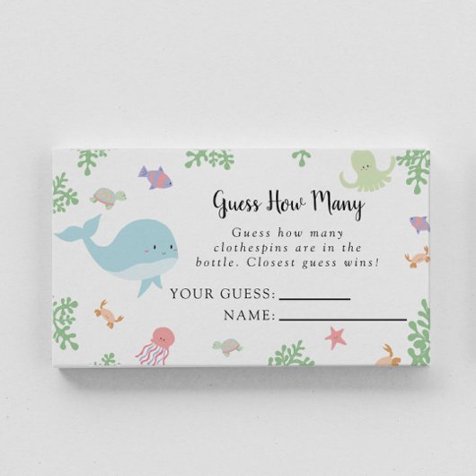 Placement Sous le Baby shower marin Devinez combien de carte