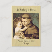 Placement St. Antoine de Padoue, Saint Patron, Carte de Priè (Devant)