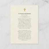 Placement St Paisios la carte de prière orthodoxe athonite (Dos)