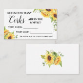 Placement Sunflowers Combien de Corks Fête des mariées carte (Devant / Derrière)