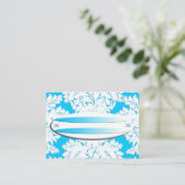 Placement Surf UP Blue Damask Nom Carte de lieu (Debout devant)