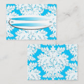 Placement Surf UP Blue Damask Nom Carte de lieu (Devant / Derrière)