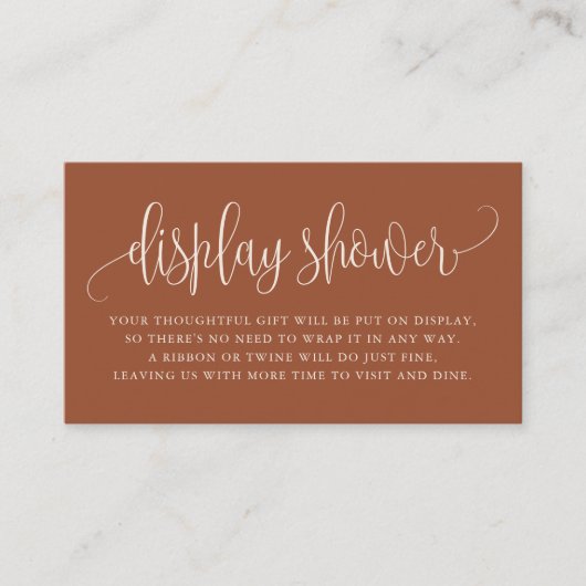 Placement Terracotta Joli Script Display Carte de douche (Devant)