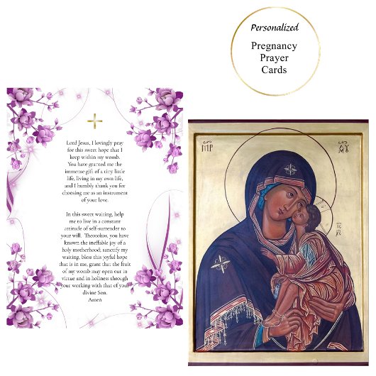 Placement Theotokos et la carte de prière de la grossesse du