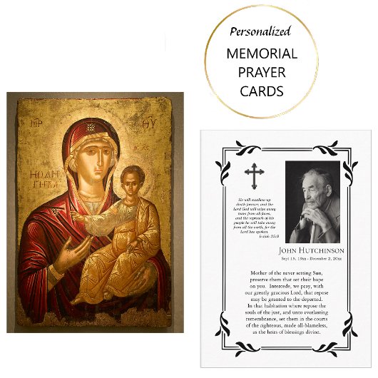 Placement Theotokos et la carte de prière funéraire Christ E