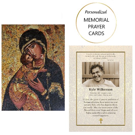 Placement Theotokos et la carte de prière funéraire du Chris