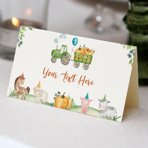 Placement Tracteur vert Animaux de ferme Anniversaire Carte