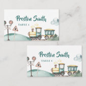 Placement Train Boy 2e anniversaire Thème de la carte de pla (Devant / Derrière)