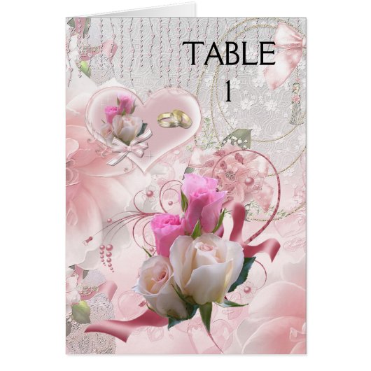 Placer les cartes de table Anneaux de Fleurs roses (Devant)