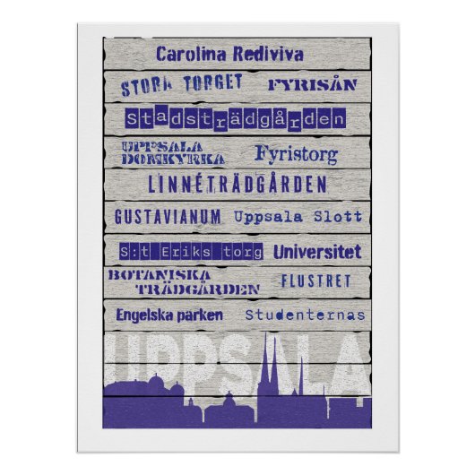 Places in Uppsala Glossy Poster (Devant)