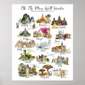 Places We’ll Wander | Monogram Travel Bucket List Poster (Voorkant)