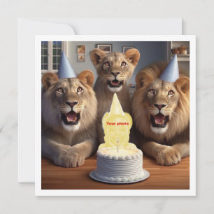 Placez mon visage dans l'image, carte lions et enf