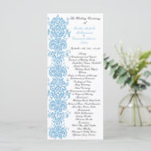 Placid Blue Damask Wedding Program met foto terug Programma (Staand voorkant)