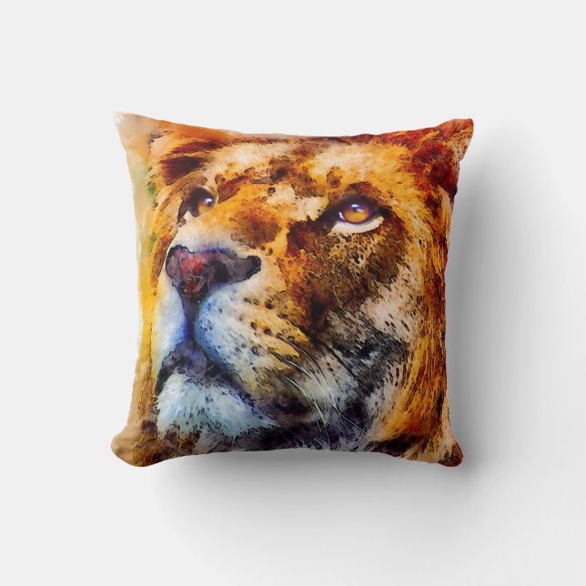 Placid Lion Face Kussen (Voorkant)