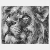 Placid Lion Face Silver Fleece Deken (Voorkant (Horizontaal))