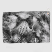 Placid Lion Face Silver Golfhanddoek (Horizontaal)