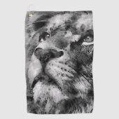 Placid Lion Face Silver Golfhanddoek (Voorkant)