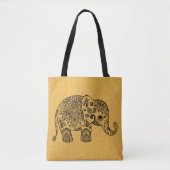 Plack Paisley olifant op gouden textuur Draagtas (Voorkant)
