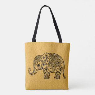 Plack Paisley olifant op gouden textuur Draagtas