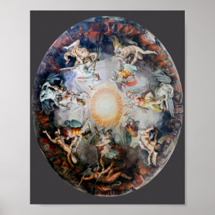 Plafmuurschilderende angels en demonen poster