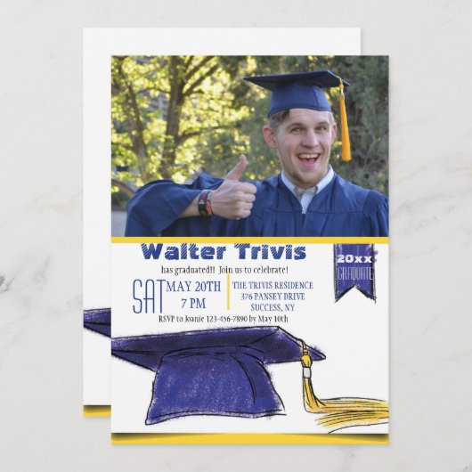 Plafond de diplôme - Invitation photo (Devant / Derrière)