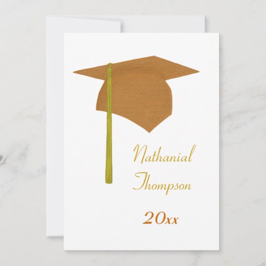 Plafond de graduation jaune orange et invitations  (Devant)