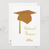 Plafond de graduation jaune orange et invitations  (Devant / Derrière)