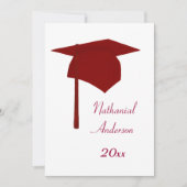 Plafond de graduation rouge et invitations de base (Devant)
