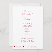 Plafond de graduation rouge et invitations de base (Dos)