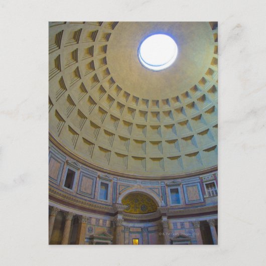 Plafond van het Pantheon in Rome, Italië. Briefkaart (Voorkant)