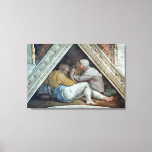 Plafond van sistine Chapel: De voorouders van Chri Canvas Afdruk