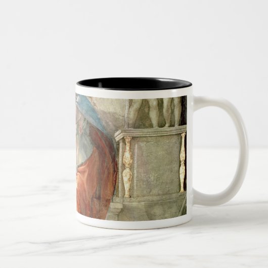 Plafond van sistine Chapel: Delphic Sibyl Tweekleurige Koffiemok (Rechts)