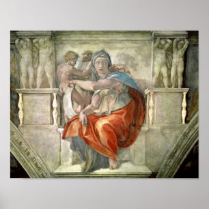 Plafond voor sistine-chapel: Delfisch sibyl Poster